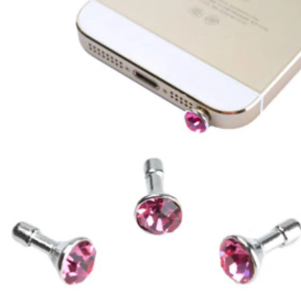 Pink or Silver NEW Crystal Phone Dust Plug